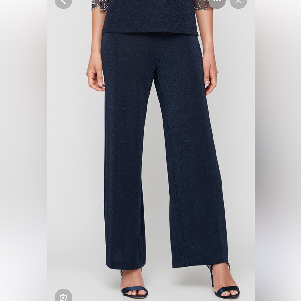 St. John Navy Blue Santana Knit Straight Leg Pants